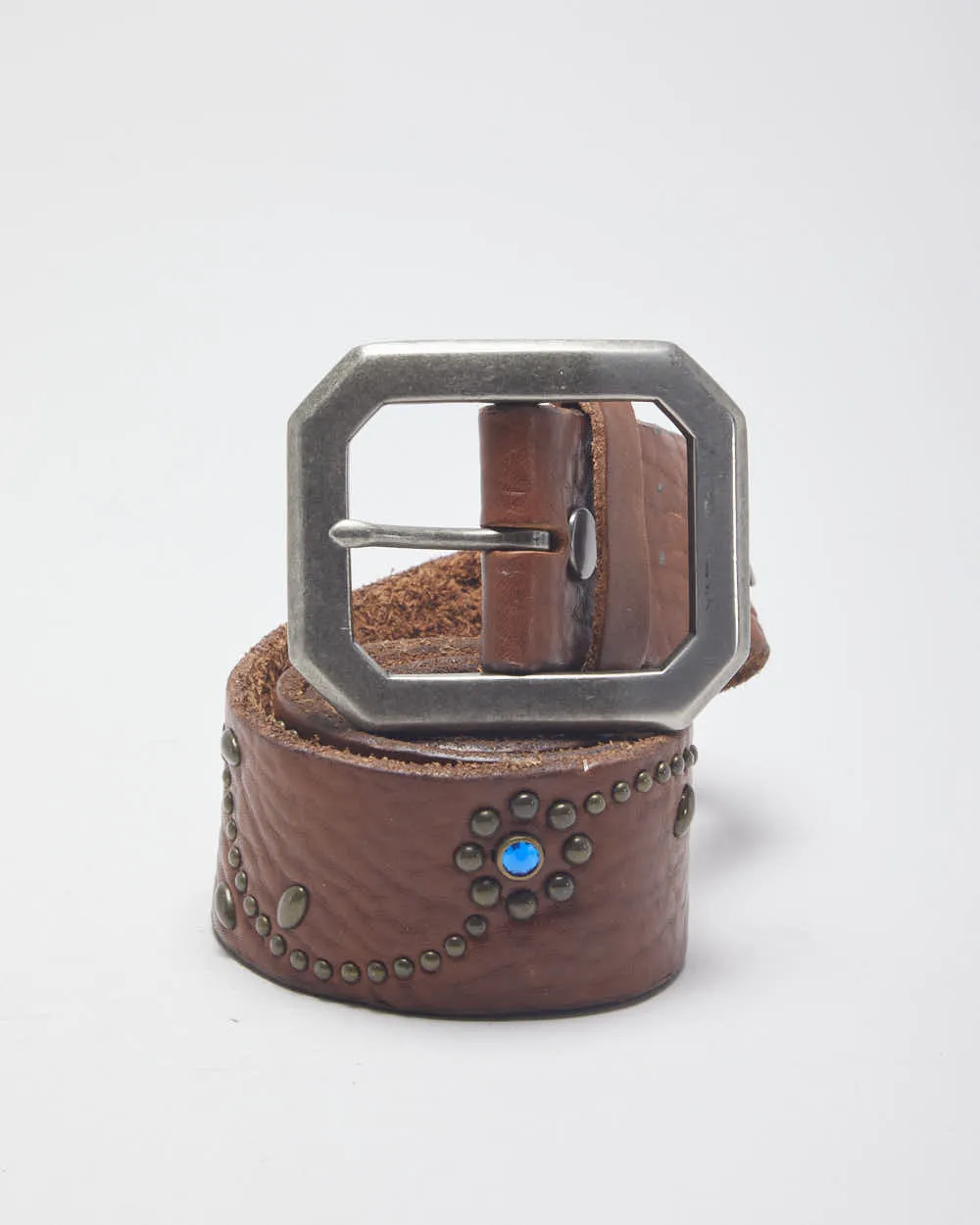 Y2k 00s Leather Rhinestone Belt -W30-W37 sold by Rokit