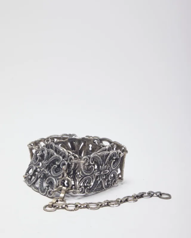 Vintage Silver Toned Chunky Patterned Chain Style Belt - W25-32 sold by Rokit