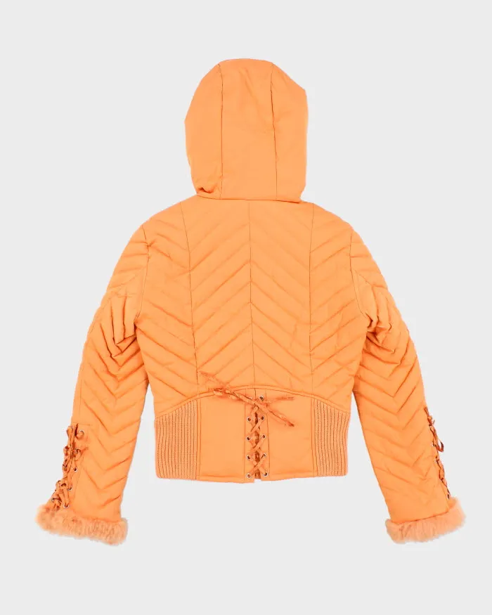 Vintage Women's Y2K Bebe Angora Hooded Puffer Jacket - S sold by Rokit product image thumbnail 2