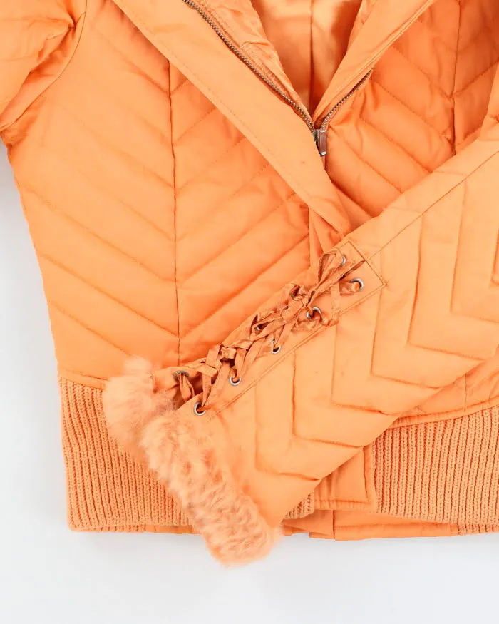 Vintage Women's Y2K Bebe Angora Hooded Puffer Jacket - S sold by Rokit product image thumbnail 4