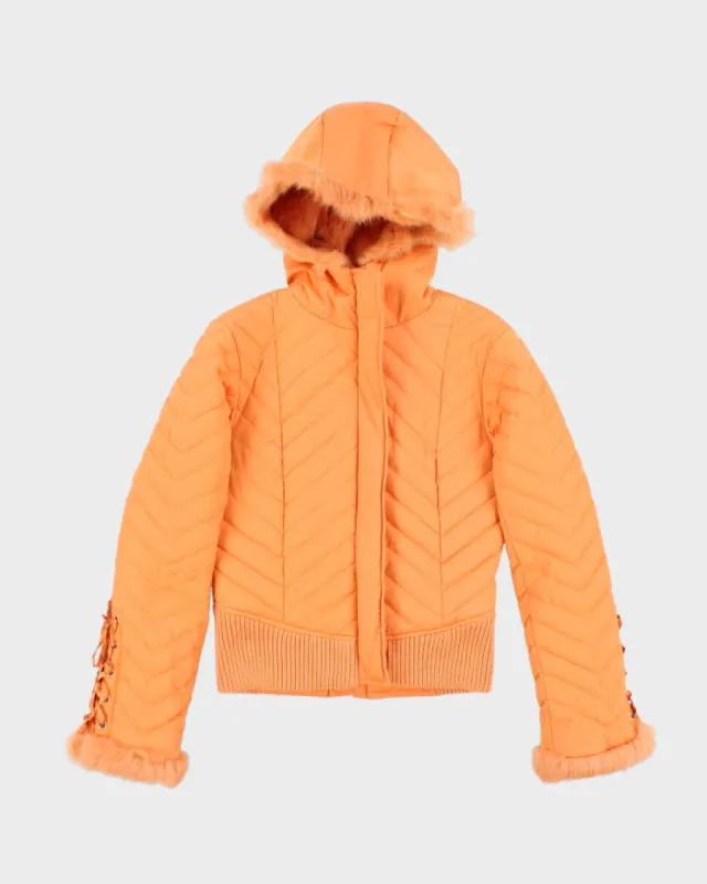 Vintage Women's Y2K Bebe Angora Hooded Puffer Jacket - S sold by Rokit