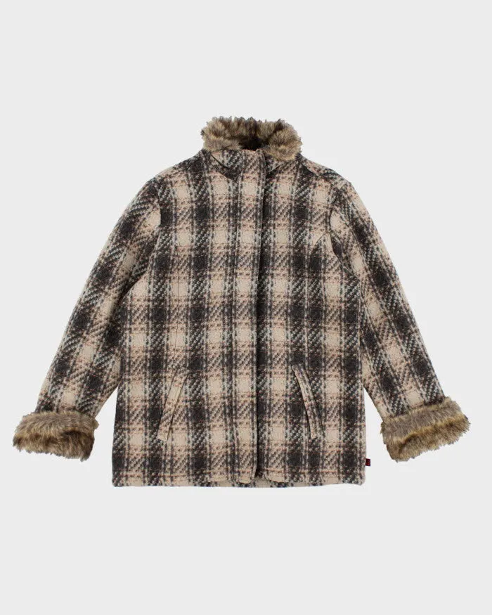 00s Women's Woolrich Wool Blend Faux Fur Collared Coat - L sold by Rokit