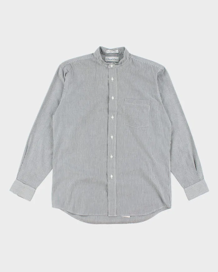 Oscar De La Renta Grandad Collar Stripe Shirt - M sold by Rokit
