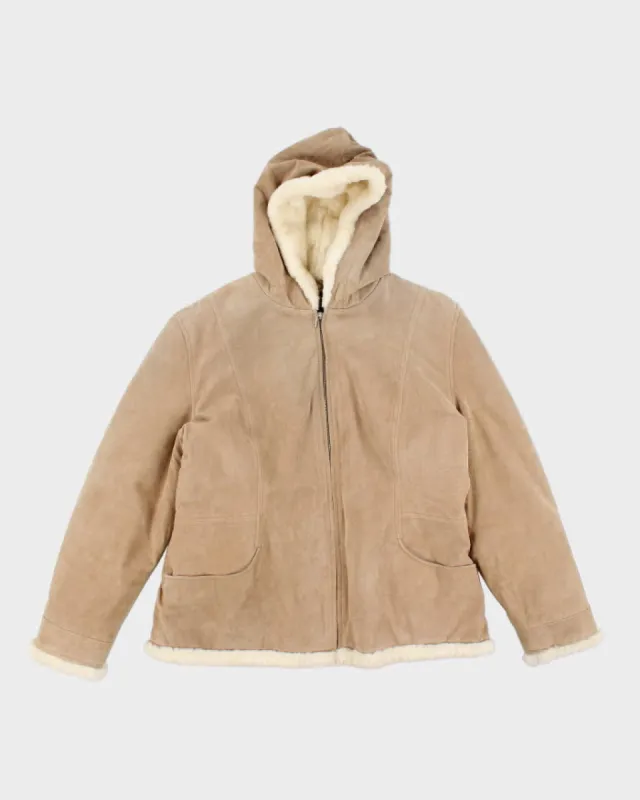 Vintage Weather Tamer Leather Faux Fur Lined Hooded Jacket - L sold by Rokit