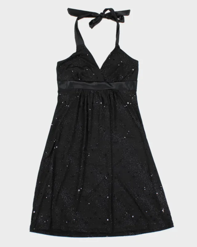 Y2k 00s Khaki Krew Sparkly Halter Neck Dress - S sold by Rokit