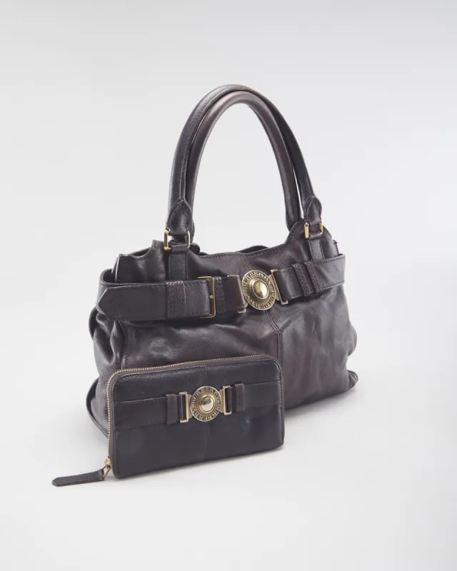 Vintage Burberry Brown Leather Handbag & Purse sold by Rokit