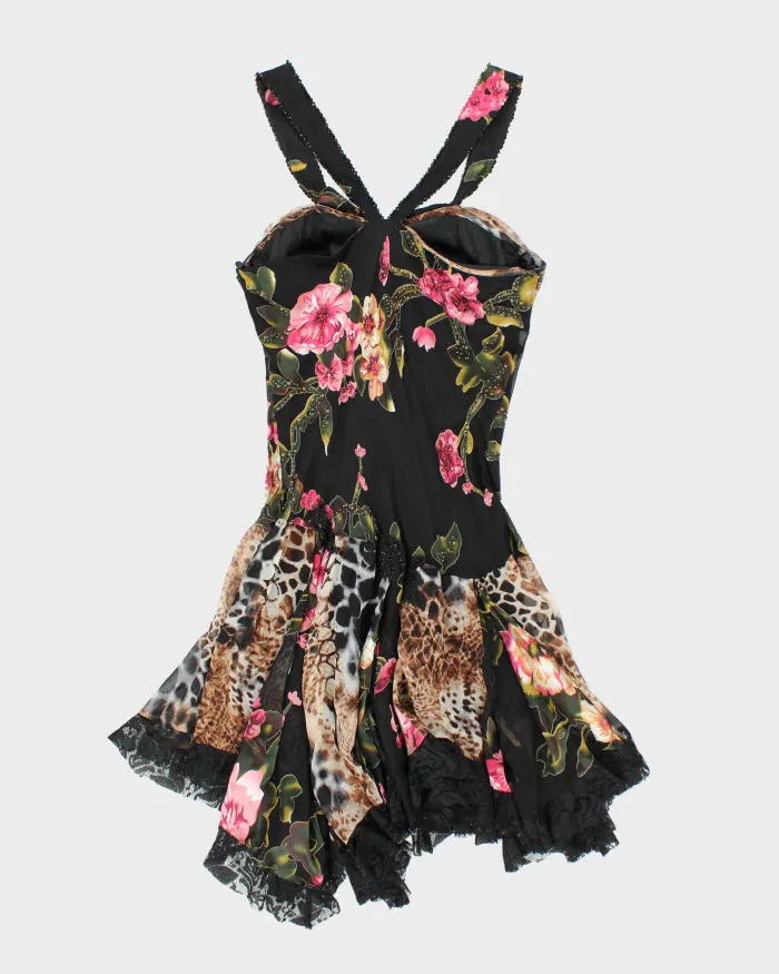 Y2k 00s Diane Freis Beaded Leopard Print Ruffle Dress - M sold by Rokit product image thumbnail 2