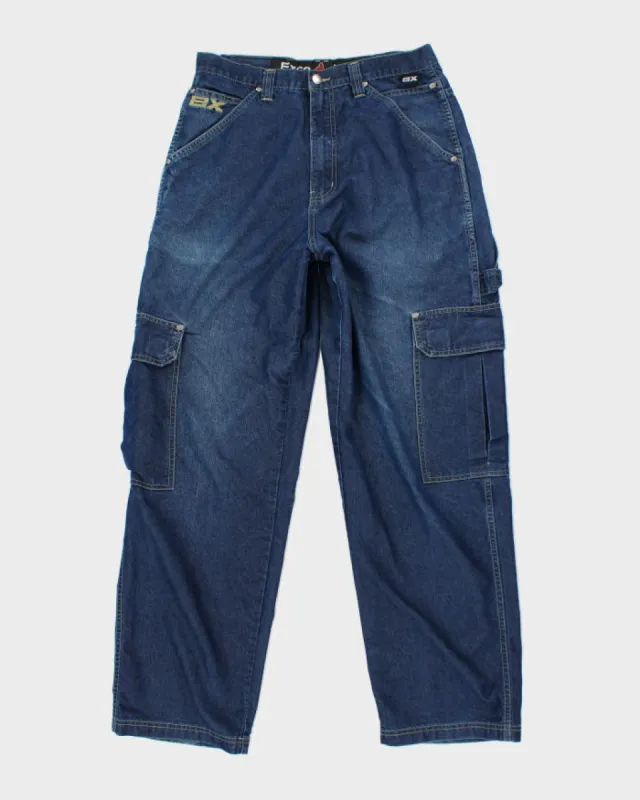 Vintage Y2K EXCO Jeans Ultra Wide Leg Dark Wash Cargo Jeans - W30 L29 sold by Rokit