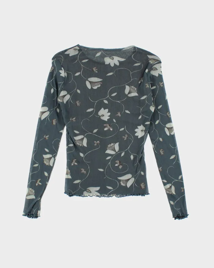Y2k 00s Floral Mesh Top - S sold by Rokit product image thumbnail 2