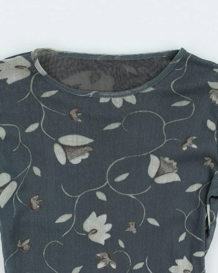 Y2k 00s Floral Mesh Top - S sold by Rokit product image thumbnail 3