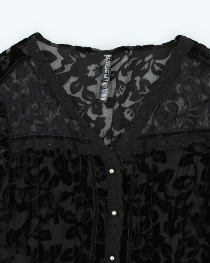 Vintage 90s Point Zero Velvet Mesh Long Sleeve Blouse - M sold by Rokit product image thumbnail 3