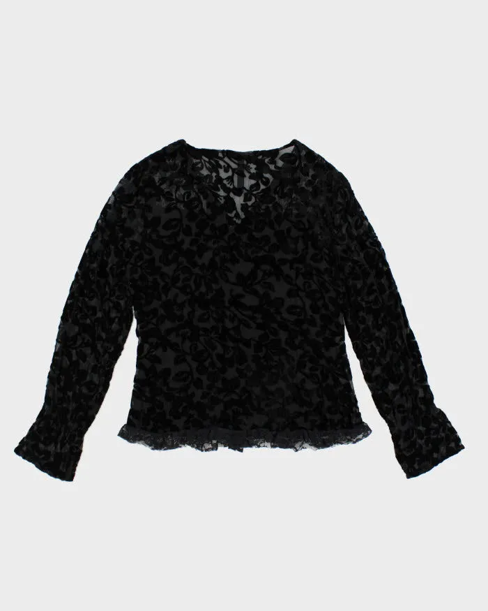 Vintage 90s Point Zero Velvet Mesh Long Sleeve Blouse - M sold by Rokit product image thumbnail 2