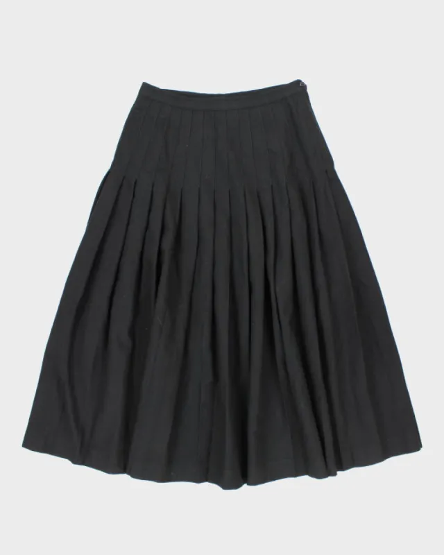 Vintage Al Jeans Wool Black Pleated Skirt - S sold by Rokit