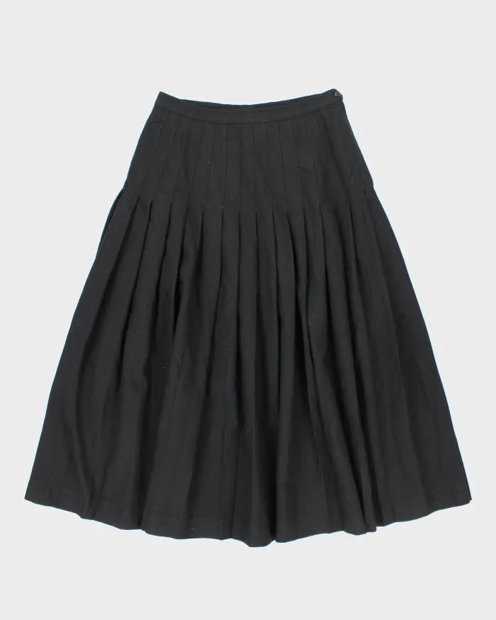 Vintage Al Jeans Wool Black Pleated Skirt - S sold by Rokit