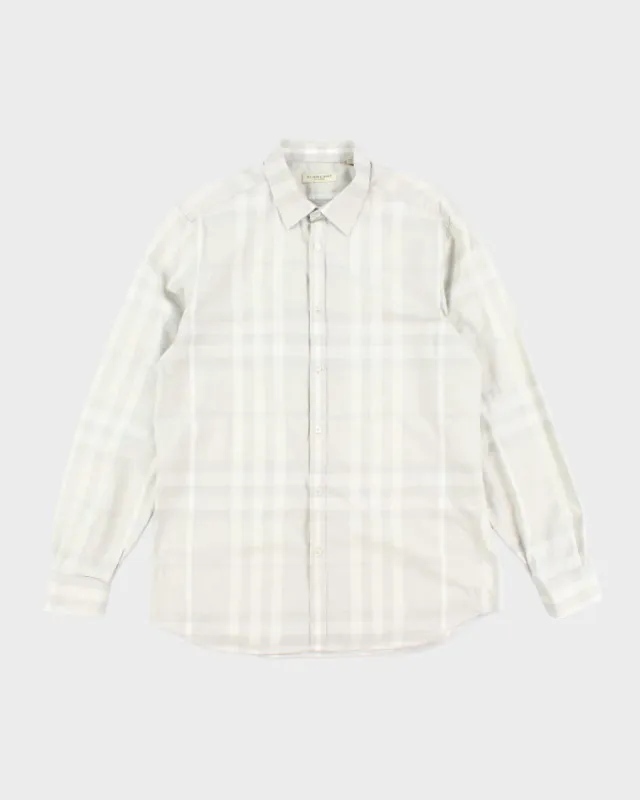 Burberry Grey Checked Long Sleeve Shirt - L sold by Rokit