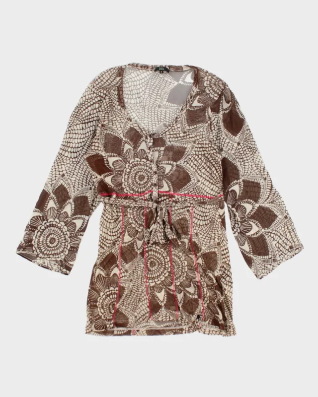 Y2k 00s Didl Mesh Button-up Top - M sold by Rokit