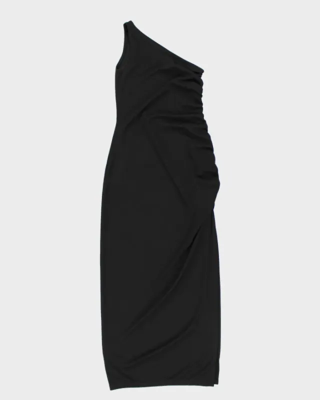 Y2k 00s Now One Shoulder Black Ruched Dress - S sold by Rokit
