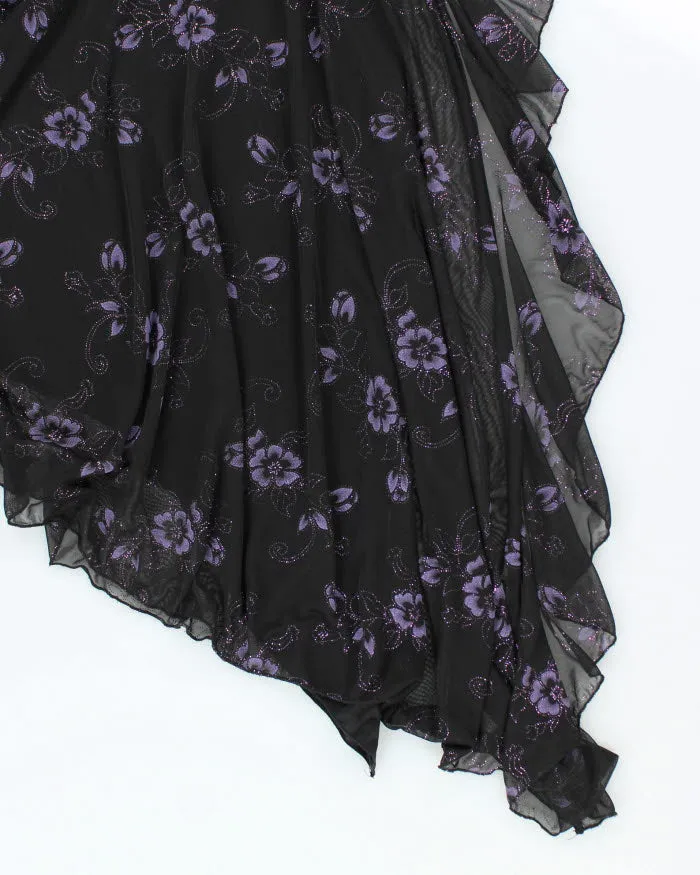 Y2k 00s Halter Neck Asymmetric Floral Sparkly Dress - S sold by Rokit product image thumbnail 4