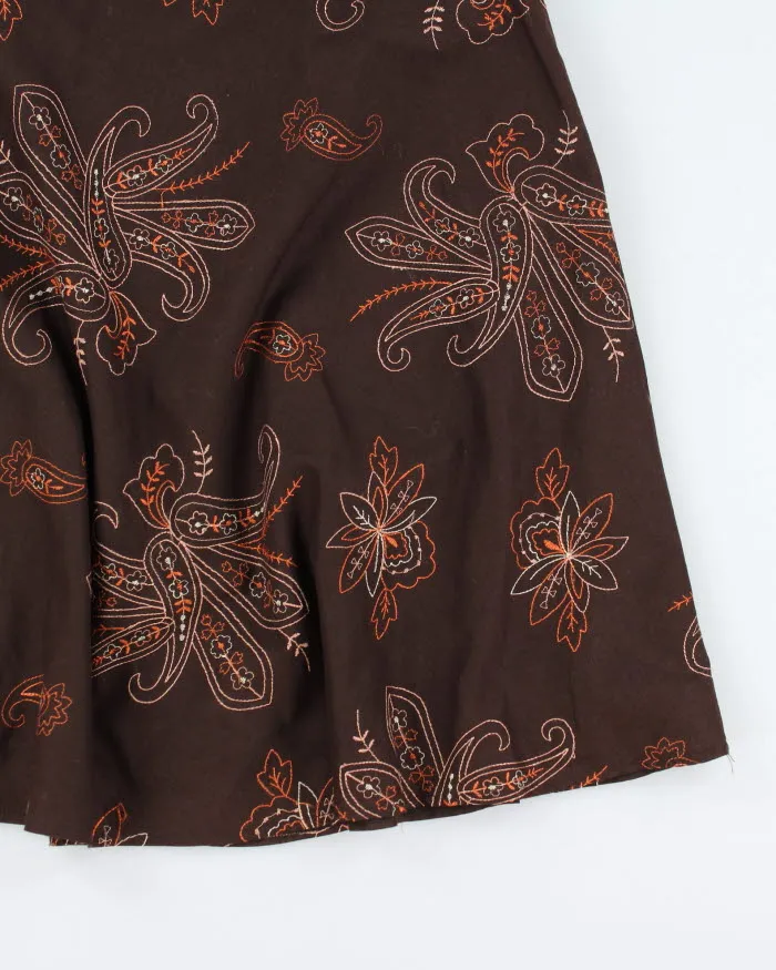 Y2k 00s Tribal Brown Embroidered Skirt - S sold by Rokit product image thumbnail 4