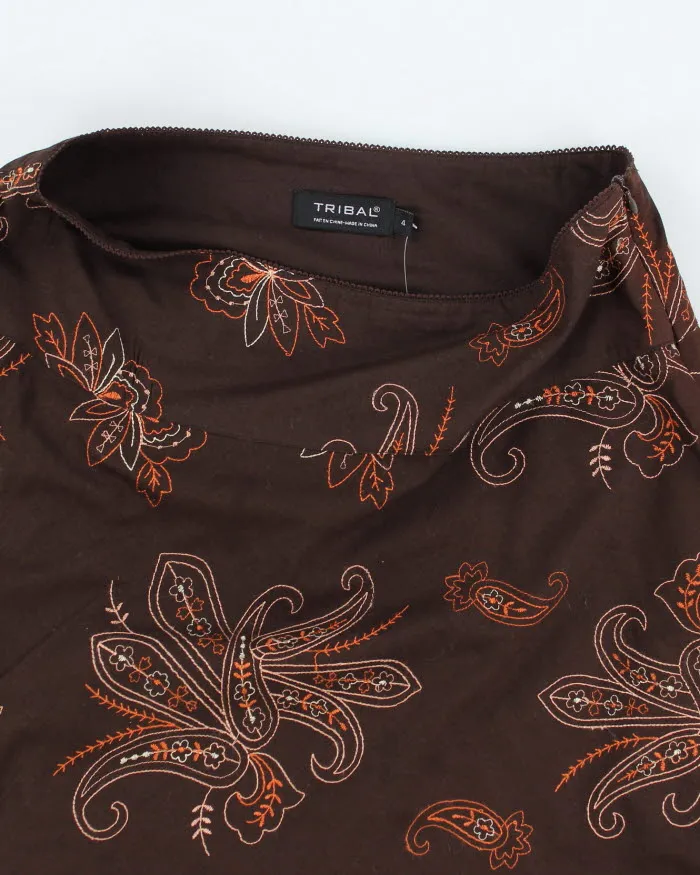 Y2k 00s Tribal Brown Embroidered Skirt - S sold by Rokit product image thumbnail 3