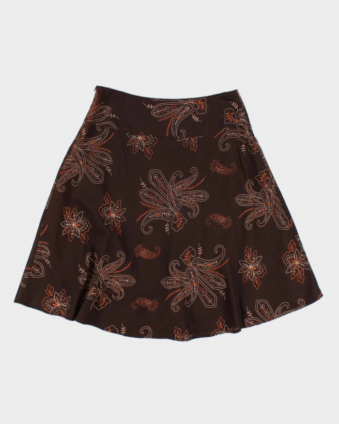 Y2k 00s Tribal Brown Embroidered Skirt - S sold by Rokit product image thumbnail 2