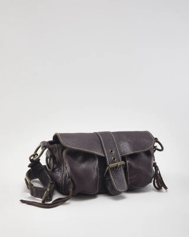 Vintage Roots Brown Leather Handbag sold by Rokit