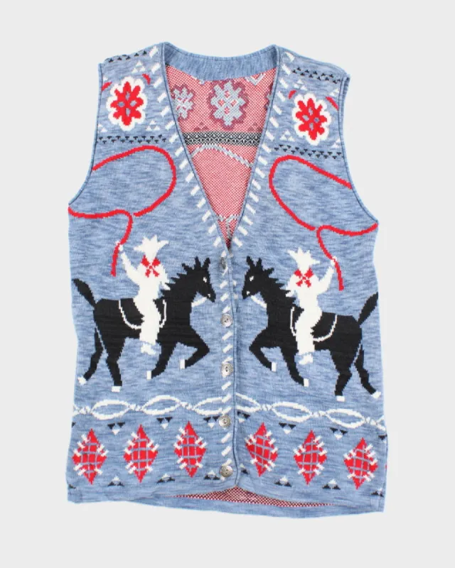 Vintage 90's Western Style Sleeveless Cardigan - L sold by Rokit