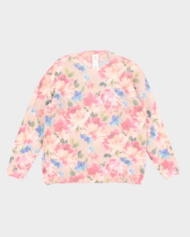 Vintage Women's Floral Print Mohair Blend Knit Jumper - XL sold by Rokit