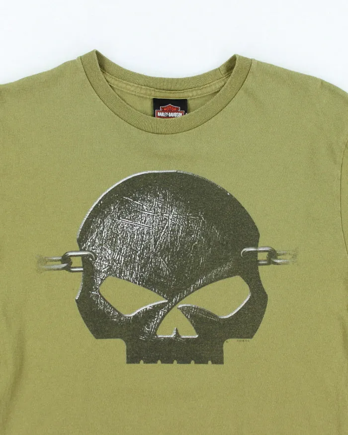 00s Harley Davidson Green Skull Long Sleeved T-Shirt - M sold by Rokit product image thumbnail 3