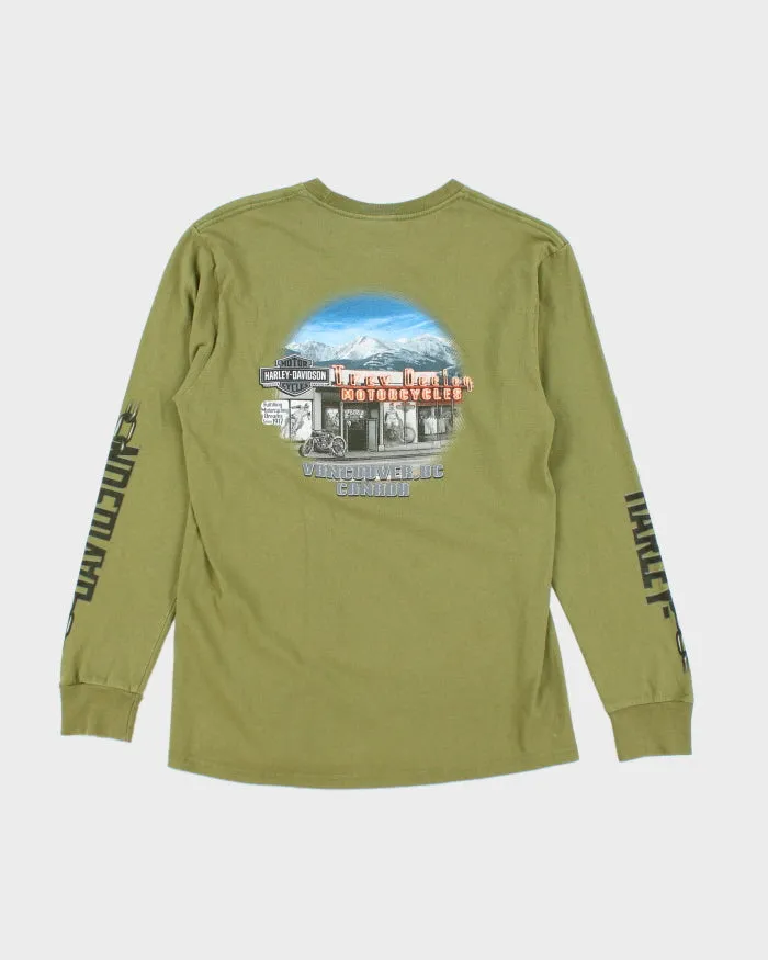 00s Harley Davidson Green Skull Long Sleeved T-Shirt - M sold by Rokit product image thumbnail 2