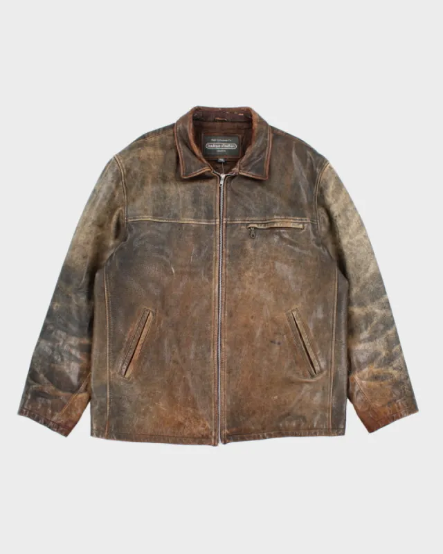 Vintage 90's Leather Heavyweight Zip Up Jacket - XL sold by Rokit