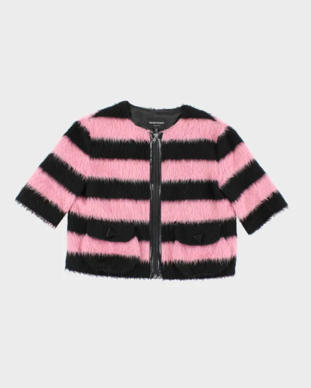 Emporio Armani Pink & Black Fluffy Jacket - M sold by Rokit