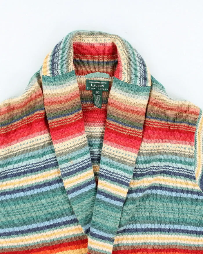 Vintage Ralph Lauren Multi Coloured Striped Knit Cardigan - XXXL sold by Rokit product image thumbnail 3