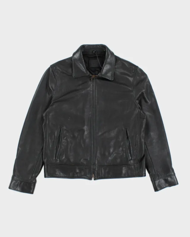 Vintage Roots Black Leather Zip Up Jacket - M sold by Rokit