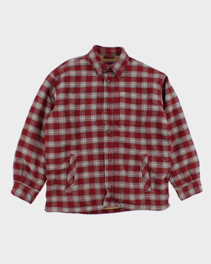 Vintage Timberland Red Plaid Heavyweight Lined Shacket - M sold by Rokit