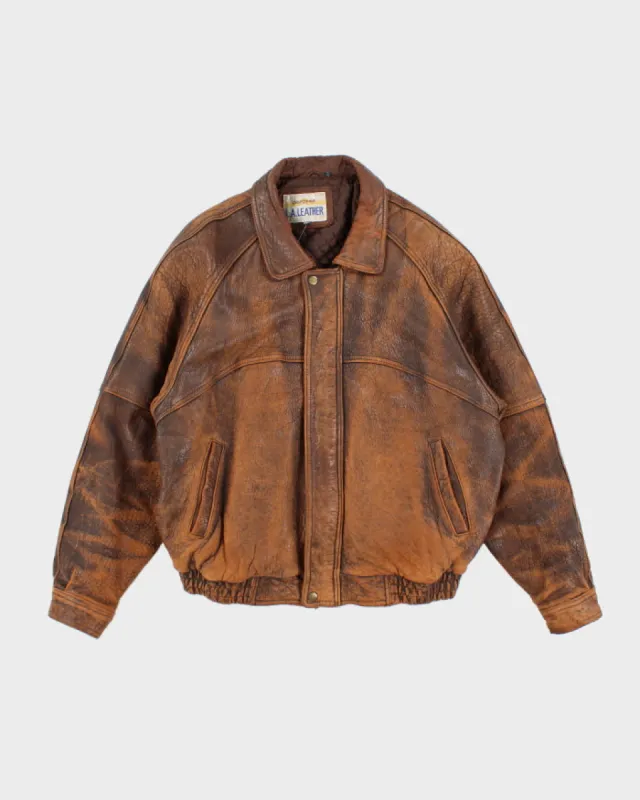 Vintage 90's LA Leather Heavyweight Flight Jacket - XL sold by Rokit