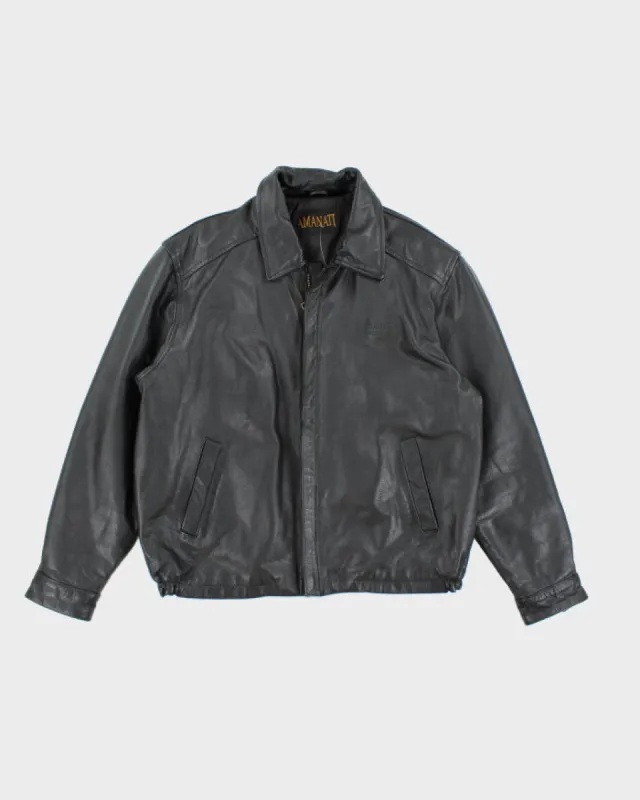 Vintage 90's Men's Heavyweight Zip Up Leather Jacket - M sold by Rokit