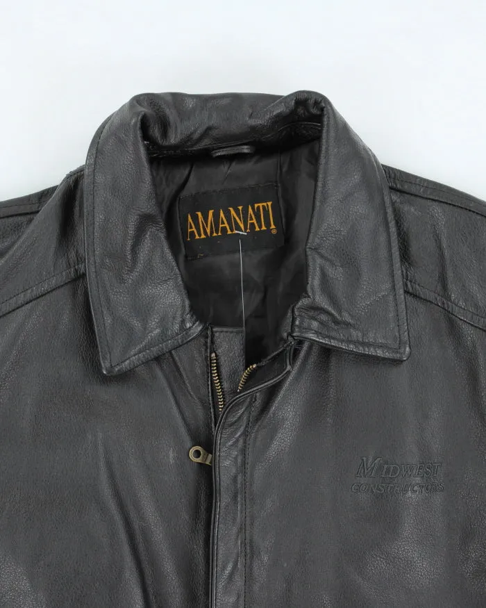 Vintage 90's Men's Heavyweight Zip Up Leather Jacket - M sold by Rokit product image thumbnail 3