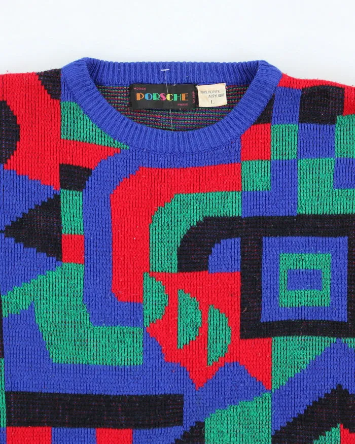 Vintage 90's Porsche Patterned Chunky Knit Jumper - L sold by Rokit product image thumbnail 3