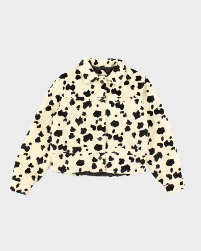 Vintage Y2K Dollhouse Cow Print Lined Collared Jacket - M sold by Rokit