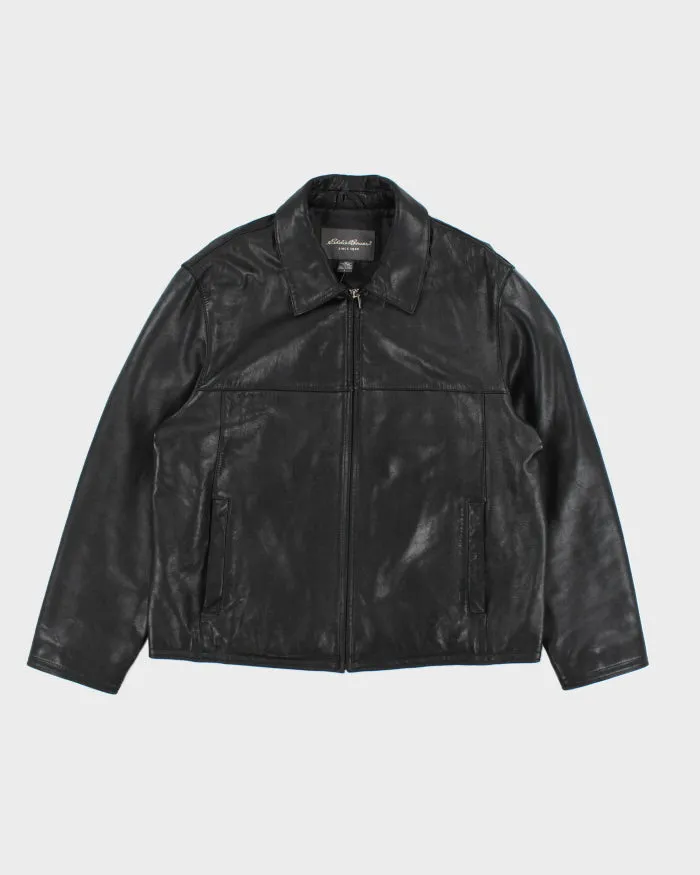 Vintage 90's Eddie Bauer Collared Heavyweight Leather Jacket - L sold by Rokit