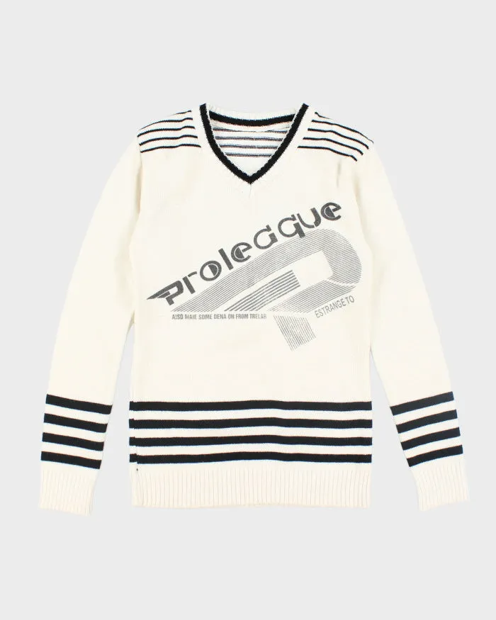 Vintage 90's Women's Prolecgue V-Neck Printed Knit Jumper - S sold by Rokit