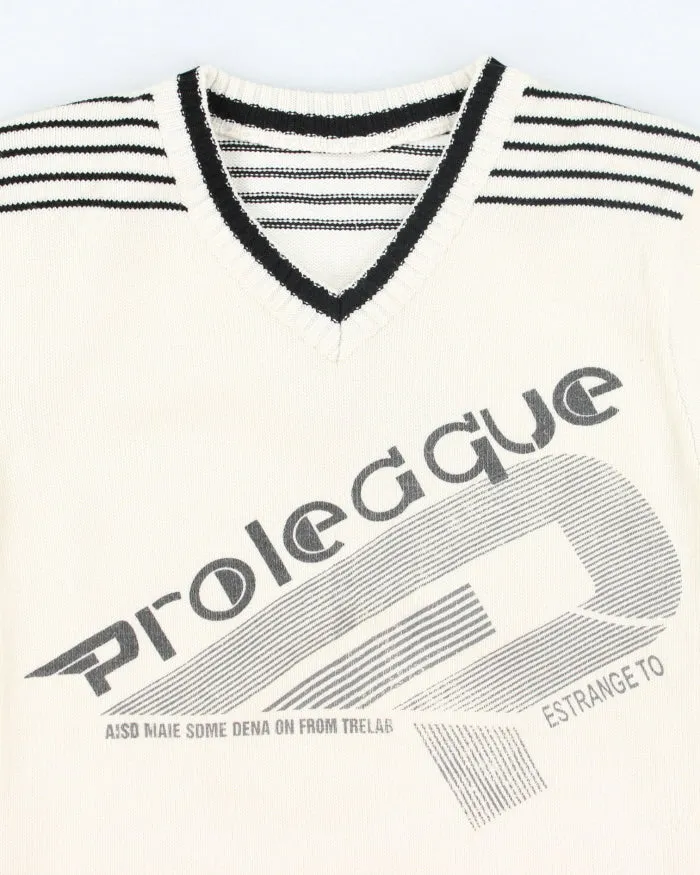 Vintage 90's Women's Prolecgue V-Neck Printed Knit Jumper - S sold by Rokit product image thumbnail 3