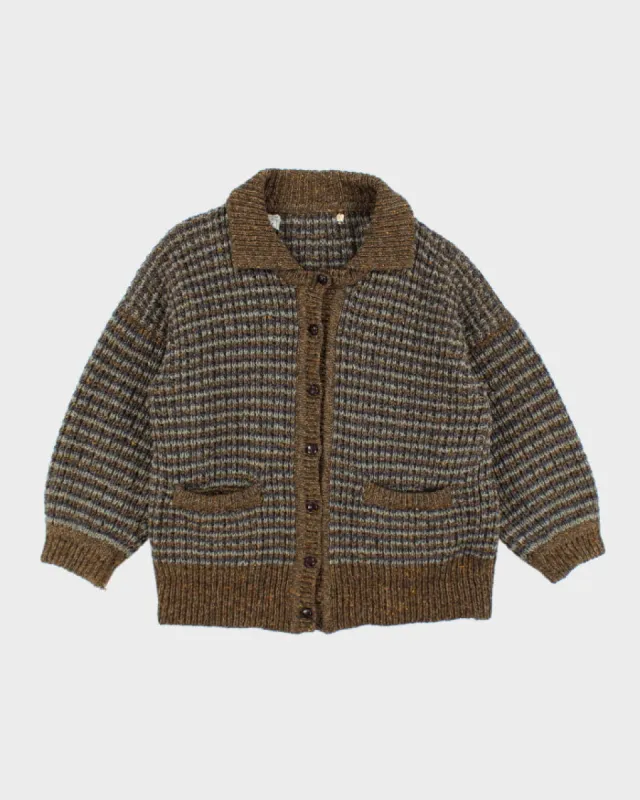 Vintage 80's Heavyweight Wool Chunky Knit Cardigan - L sold by Rokit