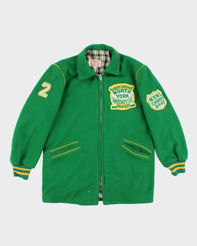 Vintage 60's Richardson Lucky Green Collegiate Zip Up Coat - L sold by Rokit