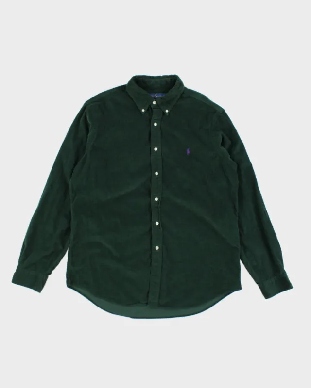 Vintage Ralph Lauren Green Corduroy Button Up Shirt - L sold by Rokit