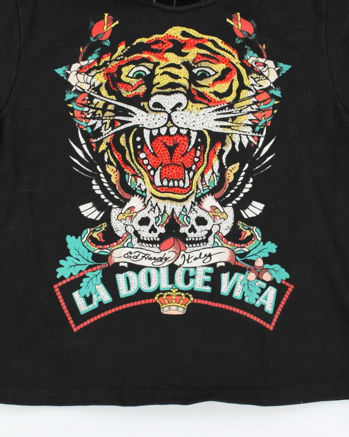 Vintage Y2K Ed Hardy Rhinestone Short Sleeved Hoodie - L sold by Rokit product image thumbnail 4