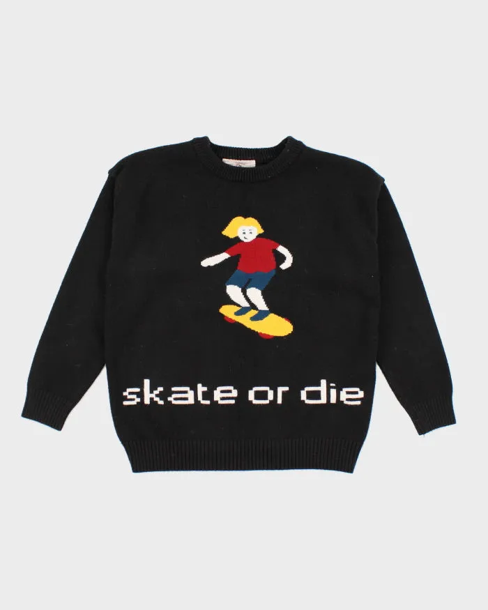 Vintage Women's Skate or Die Graphic Knitted Jumper - S sold by Rokit