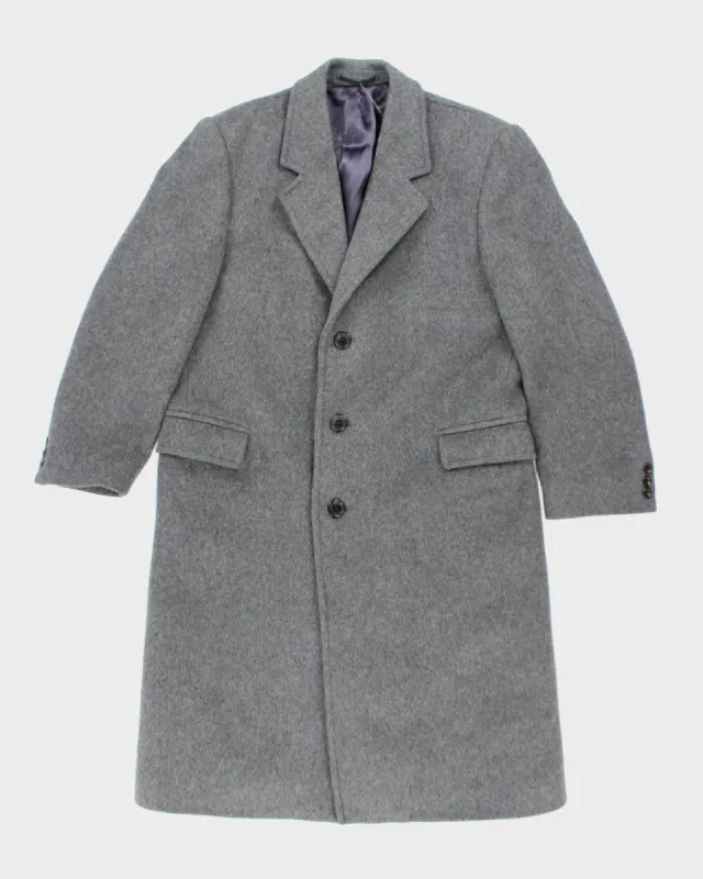 Vintage 80's Grey Cashmere & Wool Blend Heavyweight Overcoat - L sold by Rokit