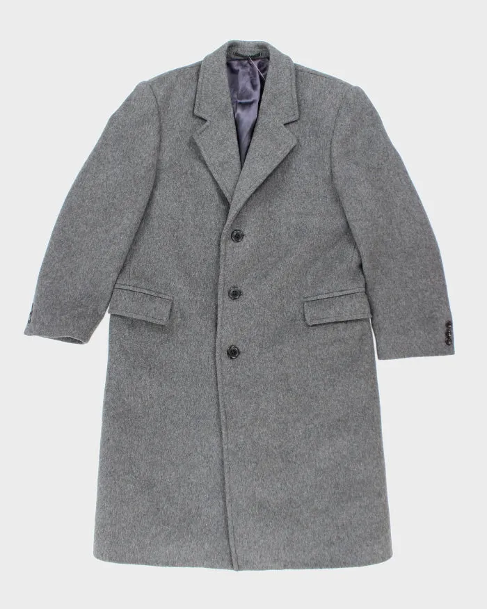 Vintage 80's Grey Cashmere & Wool Blend Heavyweight Overcoat - L sold by Rokit